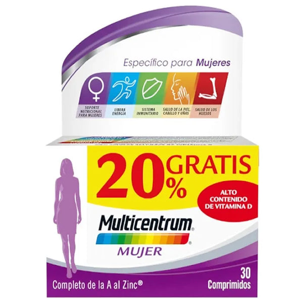 Multicentrum Pour Les Femmes 30 Comprimés +20% Gratuit - Batty Beauty