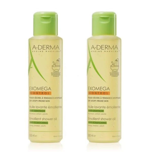 A-Derma Exomega Huile Nettoyante Peau Sèche 2x500ml - Batty Beauty