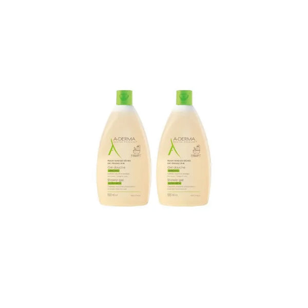A-Derma Gel Douche Peaux Sèches Et Sensibles 2x500ml - Batty Beauty