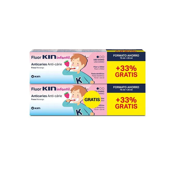 Kin Fluorkin Duplo Pâte Pour Enfants Au Goût De Fraise + 25ml - Batty Beauty
