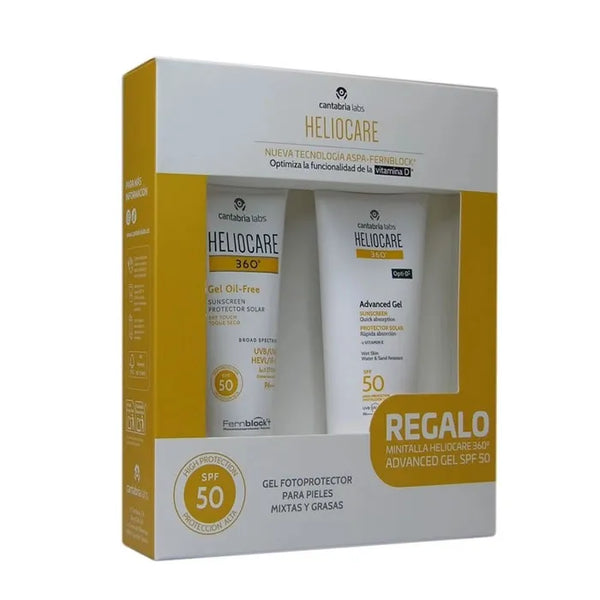 Heliocare 360 ​​​​Gel Oil Free Dry Touch Visage Spf50 Coffret 2 Pièces 50ml - Batty Beauty
