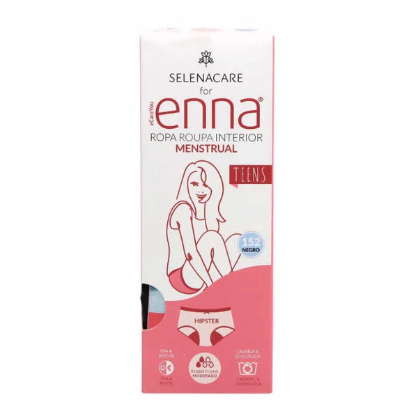 Enna Teens Menstrual Hipster Brief Size 152 Black Moderate Flow - Batty Beauty