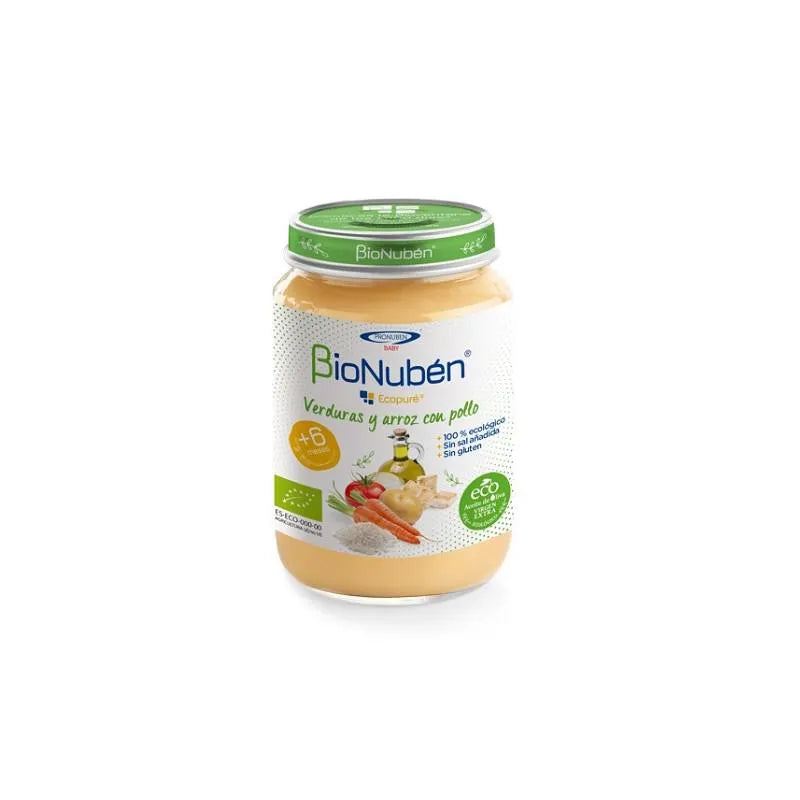 Bionubén Bionuben Ecopuré Tarrito Verduras y Arroz Con Pollo 6m