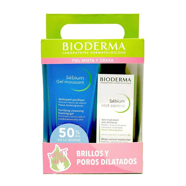 Bioderma Pack Brillance Et Pores Dilatés Gel Moussant Sebium + Sebium Mat Control 30ml - Batty Beauty