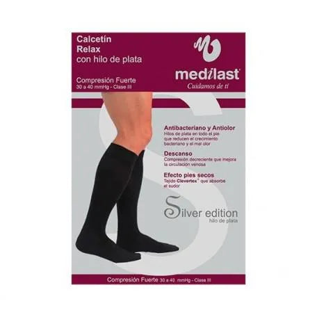 Medilast Calcetín Medilast Fuerte Silver Negro Extra Grande