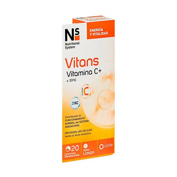 Ns Vitans Vitamine C + Zinc 20Comprimés Effervescents Saveur Citron - Batty Beauty
