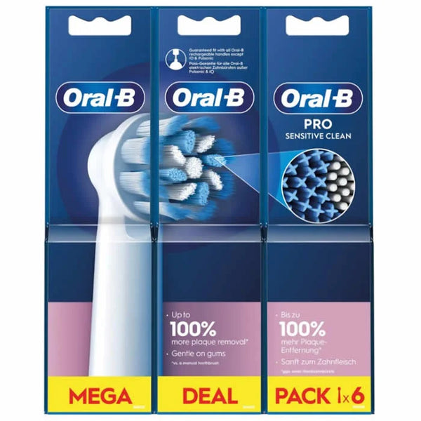 Oral-B Pro Sensitive Clean 6 Pack Replacement Brush Heads - Batty Beauty