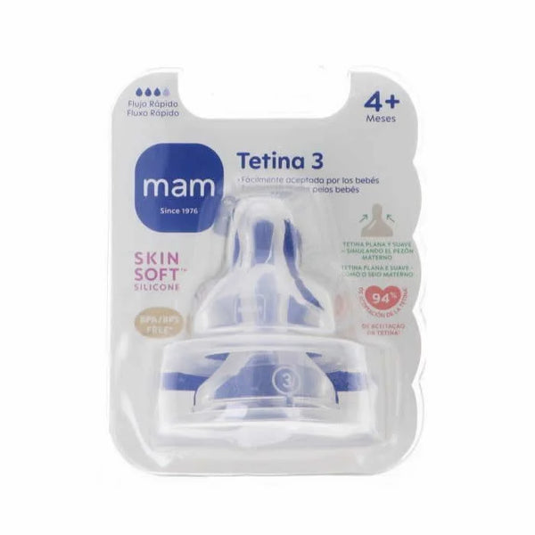 Mam SkinSoft Silicone Teat Fast Flow 4+ Months 2 Units - Batty Beauty